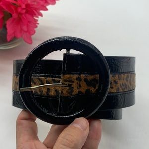 Betsey Johnston Leopard Black Belt Size M